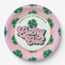 Pink Green St. Patrick'S Lucky One First Birthday Pappteller