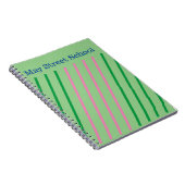 Pink Green Striped School Noteback - Custom Name Notizblock (Rechte Seite)