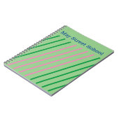 Pink Green Striped School Noteback - Custom Name Notizblock (Linke Seite)