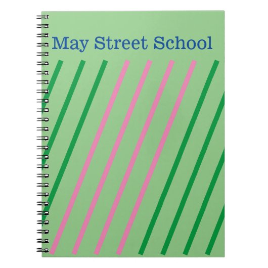 Pink Green Striped School Noteback - Custom Name Notizblock (Vorderseite)