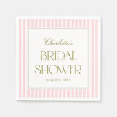 Pink & Green Stripes Bridal Shower Serviette (Vorderseite)