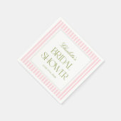 Pink & Green Stripes Bridal Shower Serviette (Ecke)