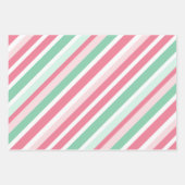 Pink Green Stripes Christmas  Geschenkpapier Set (Vorderseite 2)