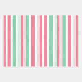 Pink Green Stripes Christmas  Geschenkpapier Set (Vorderseite)