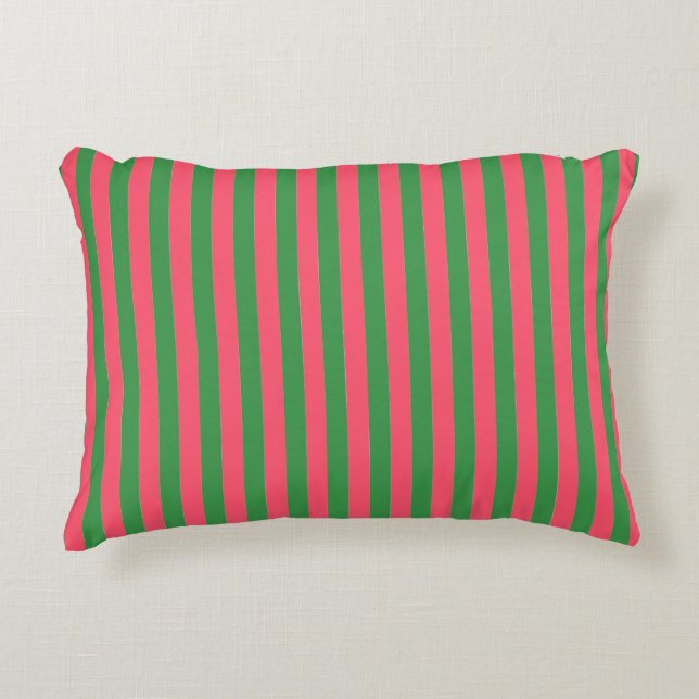Pink Green Stripes,Lovely,Modern, Simple, Trendy Dekokissen (Vorderseite)