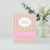 Pink Green Striping Fotograf Business Card Postkarte (Stehend Vorderseite)