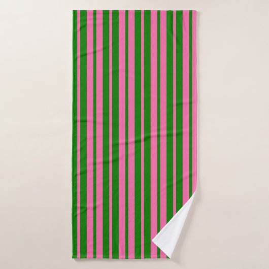 Pink Green Stylish Stripes Pattern Design  Badehandtuch (Badehandtuch)