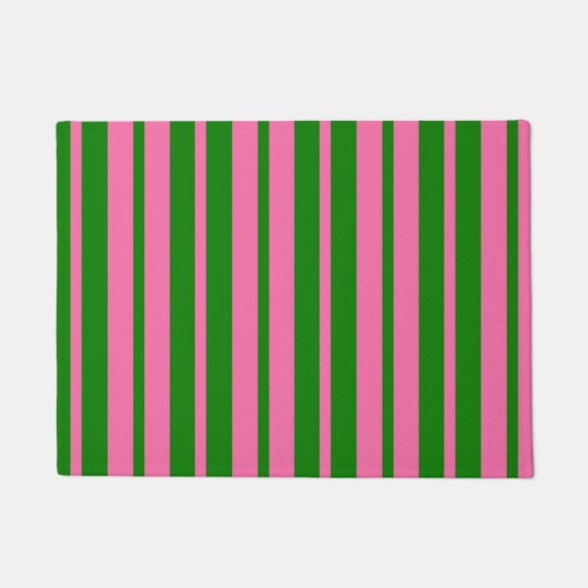 Pink Green Stylish Stripes Pattern Design  Fußmatte (Vorderseite)