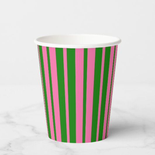 Pink Green Stylish Stripes Pattern Design  Pappbecher (Rückseite)