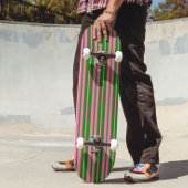 Pink Green Stylish Stripes Pattern Design  Skateboard