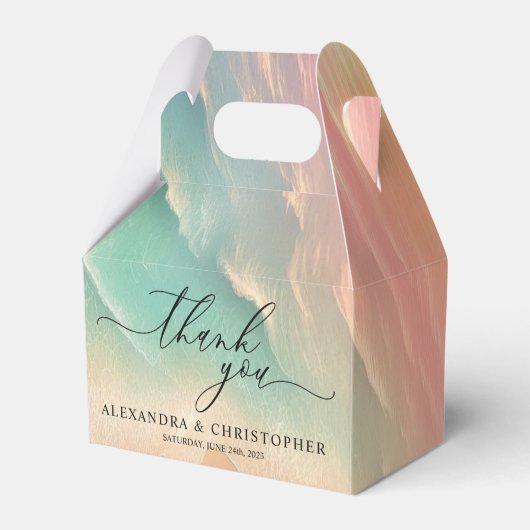 Pink Green Sunny Ocean Beach Summer Party Hochzeit Geschenkschachtel (Vorderseite)