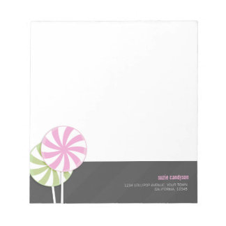 Pink & Green Swirl Lollipops personalizable Notizblock