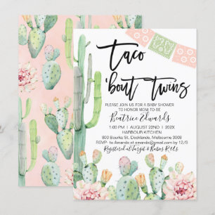 Pink Green Taco Bout Twins Baby Dusche Einladung