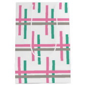 Pink Green Taupe Stripe Mittlere Geschenktüte (Rückseite)