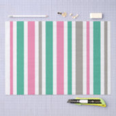 Pink Green Taupe Stripe Seidenpapier (Handwerk)