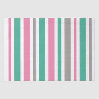 Pink Green Taupe Stripe Seidenpapier