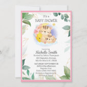 Pink Green Tiger Floral Mama Babydusche Einladung (Vorderseite)