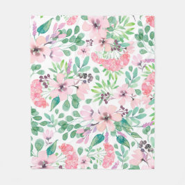 Pink & Green Toskana Blume Muster Fleecedecke