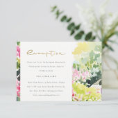 Pink Green Tropic Bougainvillea Hochzeitsempfang Begleitkarte (Stehend Vorderseite)