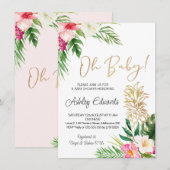 Pink Green Tropical Floral Oh Baby Dusche Einladung (Vorne/Hinten)
