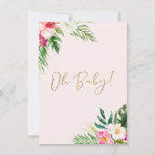 Pink Green Tropical Floral Oh Baby Dusche Einladung (Rückseite)