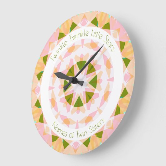 Pink Green Twinkle Little Star Baby Kinderzimmer T Große Wanduhr (Winkel)