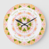 Pink Green Twinkle Little Star Baby Kinderzimmer T Große Wanduhr (Vorderseite)