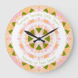 Pink Green Twinkle Little Star Baby Kinderzimmer T Große Wanduhr