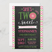 Pink Green Two Sweet Melon 2nd Birthday Invitation Einladung (Vorne/Hinten)