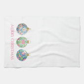 Pink Green und Navy Blue Chinoiserie Weihnachten Geschirrtuch (Horizontal)