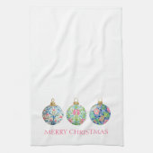 Pink Green und Navy Blue Chinoiserie Weihnachten Geschirrtuch (Vertikal)