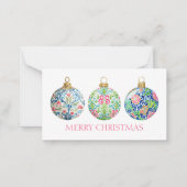 Pink Green und Navy Blue Chinoiserie Weihnachten Mitteilungskarte (Vorderseite)