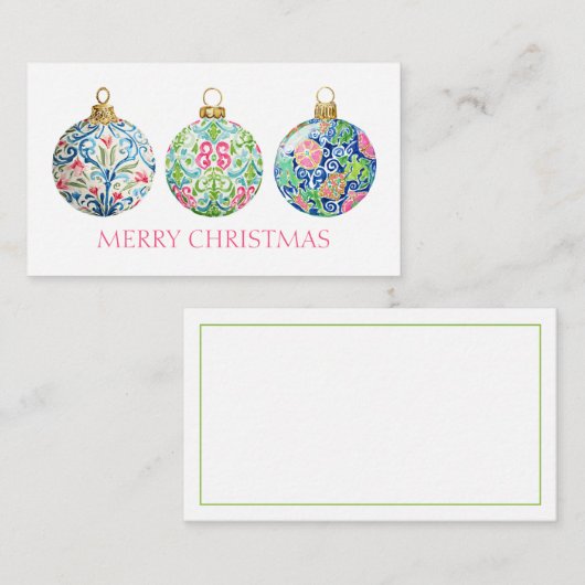 Pink Green und Navy Blue Chinoiserie Weihnachten Mitteilungskarte (Vorne/Hinten)