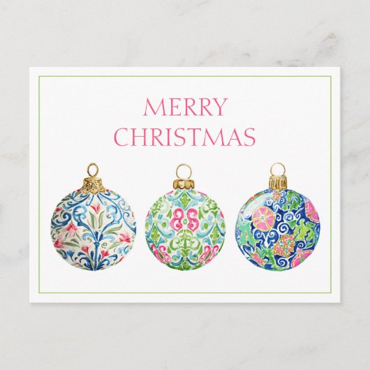 Pink Green und Navy Blue Chinoiserie Weihnachten Postkarte (Vorderseite)