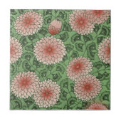 Pink Green Wal Morris Style Chrysanthemum Repro Fliese (Vorderseite)