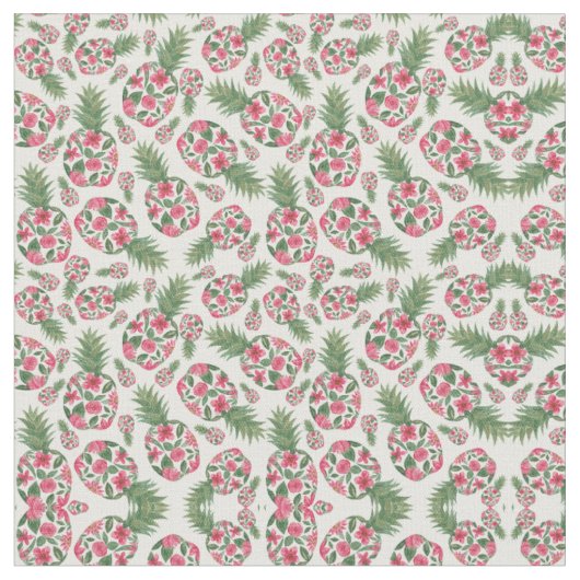 Pink Green Watercolor Blumenmuster Muster Stoff (Nahaufnahme)