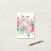Pink Green Watercolor Botanical Bloom Post-it Klebezettel (Auf Schreibtisch)