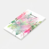 Pink Green Watercolor Botanical Bloom Post-it Klebezettel (angewinkelt)