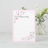 Pink Green Watercolor Floral Wünsche Karte (Stehend Vorderseite)