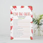 Pink Green Watermelon Finde Guest Baby Showspiel Briefpapier (Stehend Vorderseite)