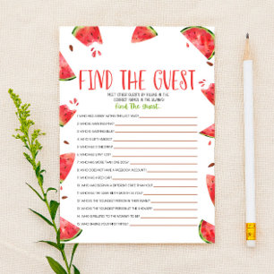 Pink Green Watermelon Finde Guest Baby Showspiel Briefpapier