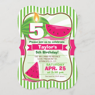 Pink & Green Watermelon, Kinderparty Einladung