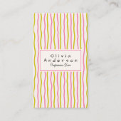 Pink Green Wavy Stripes Trendboho Funky Modern Visitenkarte (Vorderseite)