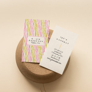 Pink Green Wavy Stripes Trendboho Funky Modern Visitenkarte