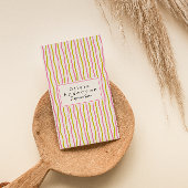 Pink Green Wavy Stripes Trendboho Funky Modern Visitenkarte