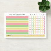Pink Green Weekekekly Responses Chore Chart Post-it Klebezettel (Büro)