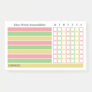 Pink Green Weekekekly Responses Chore Chart Post-it Klebezettel