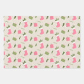 Pink Green Weihnachtsgeschenk Strumpf Pattern Mult Geschenkpapier Set (Vorderseite)