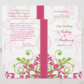 Pink Green White Abstrakt Floral Wedding Program (Vorne/Hinten)