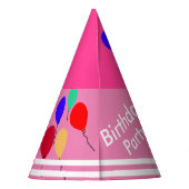 Pink Green White Birthday Balloons NAME Partyhütchen (Rückseite)